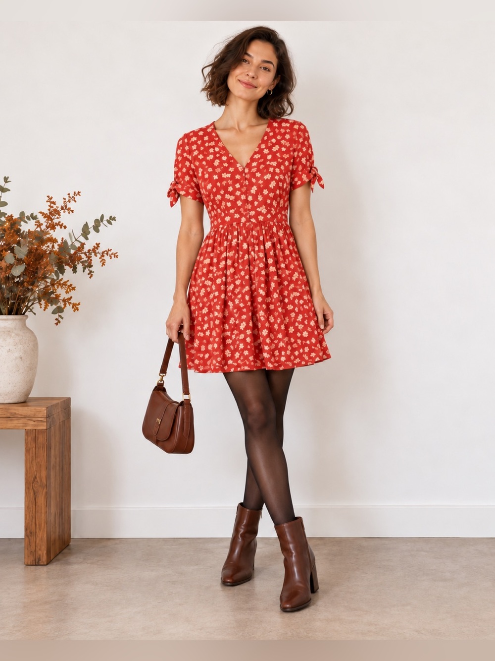 Madewell Red Floral Mini Dress – Size 10